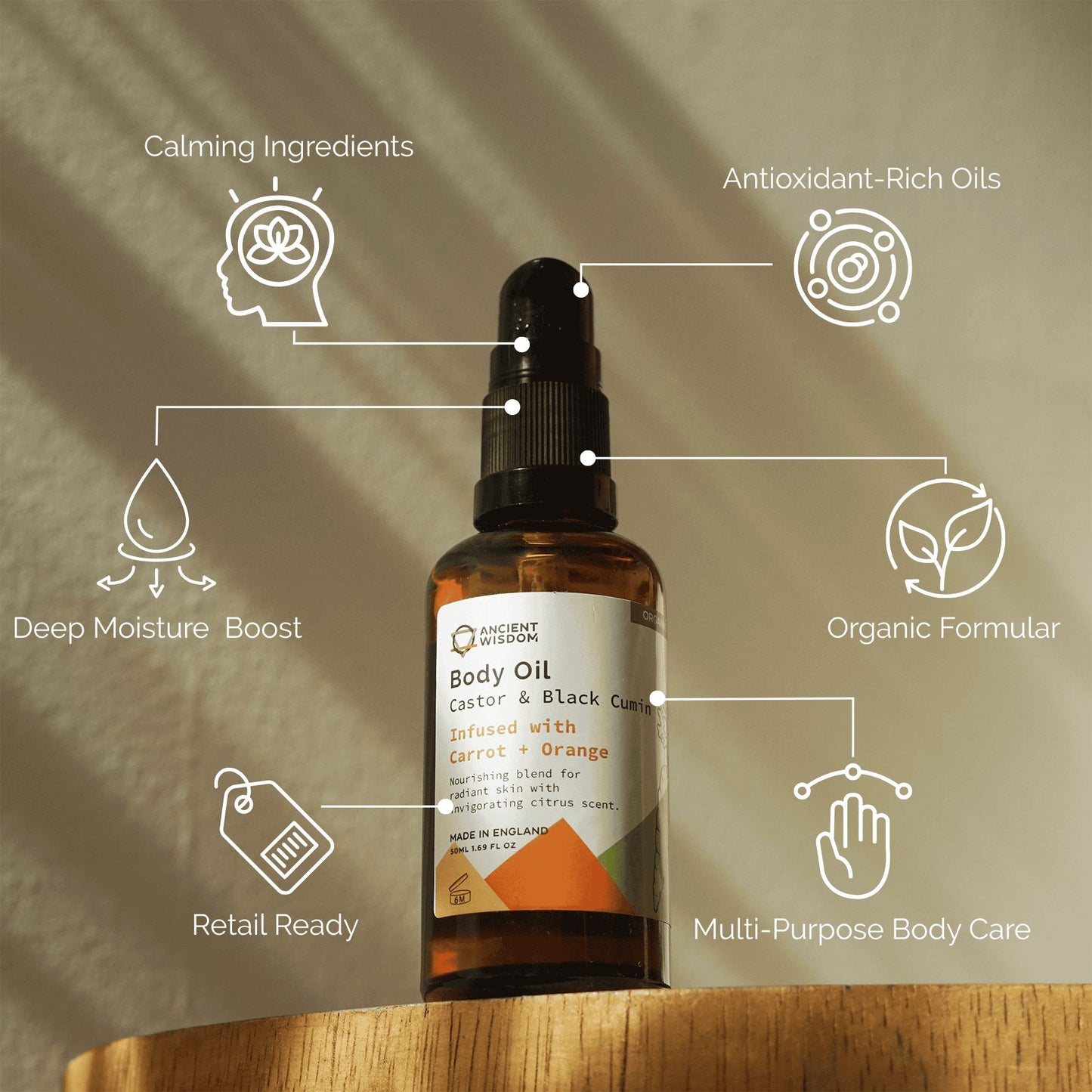 Organic Body Oil 50ml - Carrot & Orange - Vivid Aromas UK