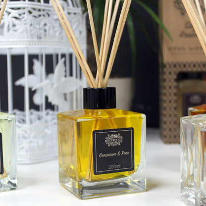 200ml Geranium & Rose Essential Oil Reed Diffuser - Vivid Aromas UK