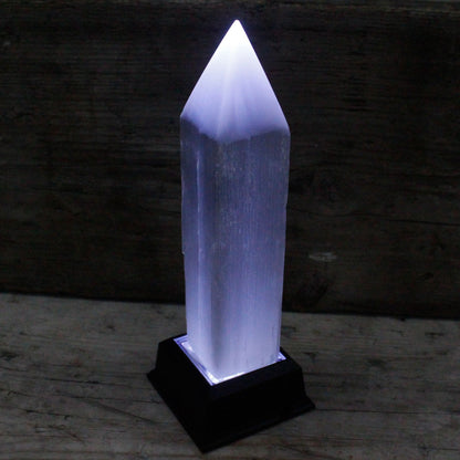 Selenite Pencil Point Tower - 20 cm - Vivid Aromas UK