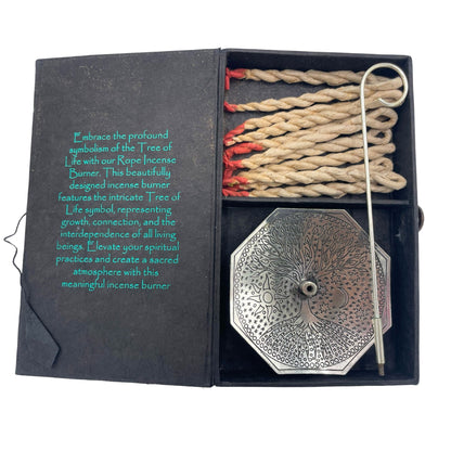 Rope Incense and Silver Plated Holder Set - Tree of Life - Vivid Aromas UK