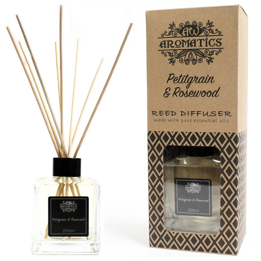 200ml Petitgrain & Rosewood Essential Oil Reed Diffuser - Vivid Aromas UK