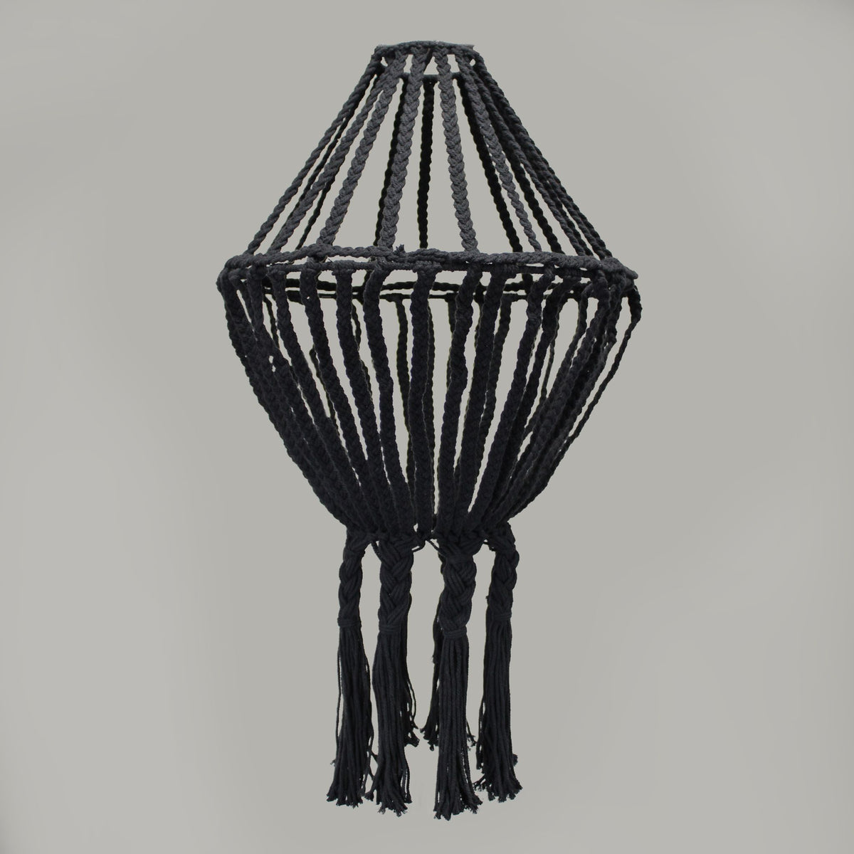 Macrame Large Drop Chandelier - Black - Vivid Aromas UK
