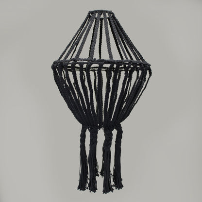 Macrame Large Drop Chandelier - Black - Vivid Aromas UK