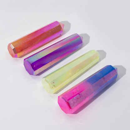 Gemstone Obelisk Point approx 9cm - Aurura Crystal Quartz - Pale Green - Vivid Aromas UK