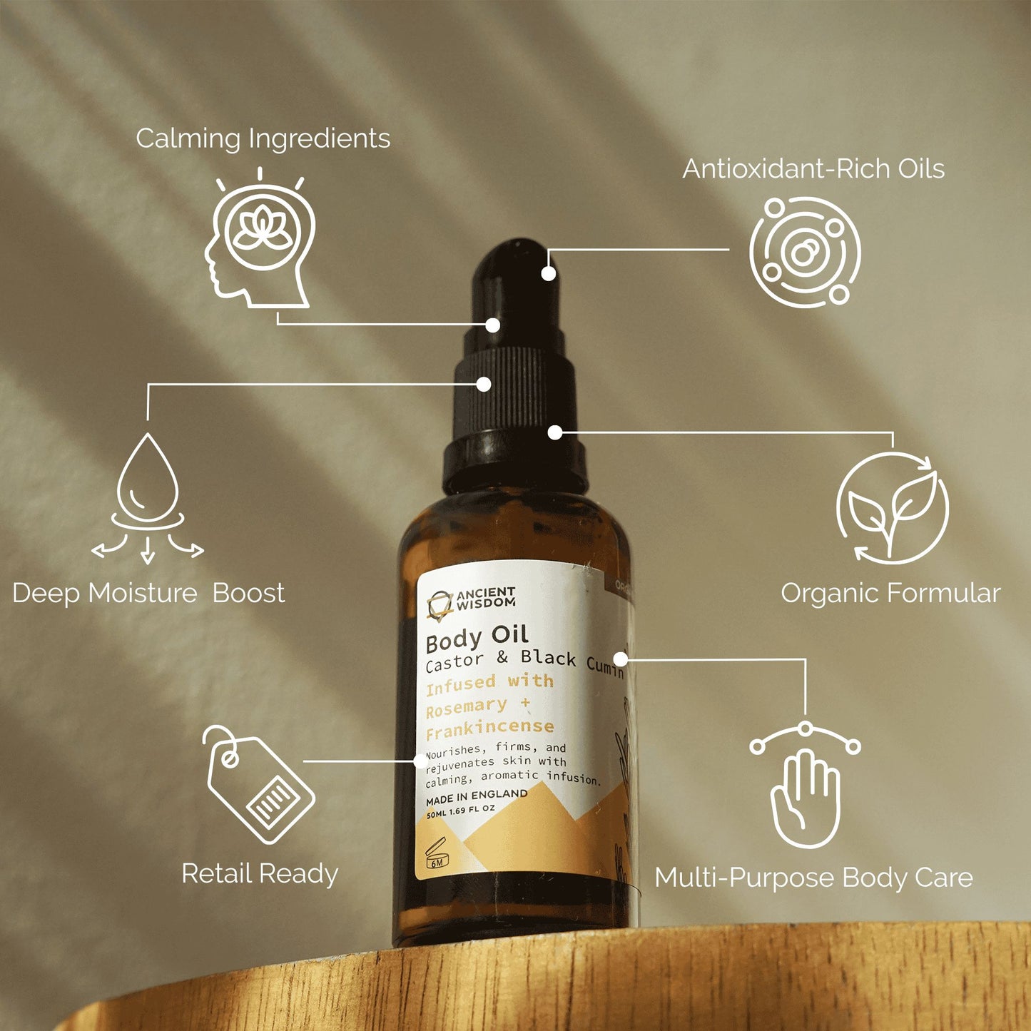 Organic Body Oil 50ml - Rosemary & Frankincense - Vivid Aromas UK