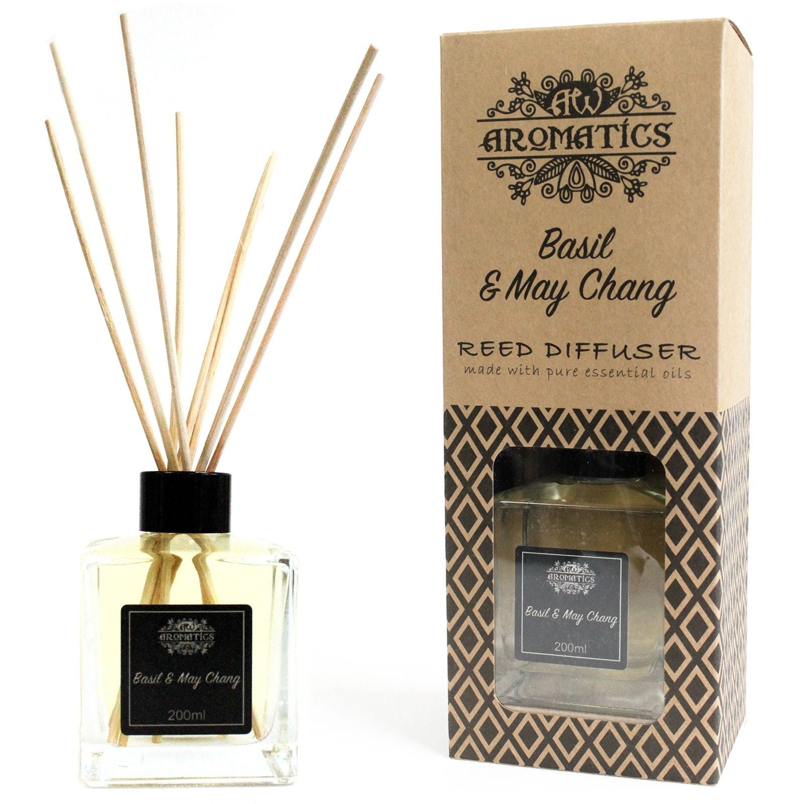 200ml Basil & Maychang Essential Oil Reed Diffuser - Vivid Aromas UK