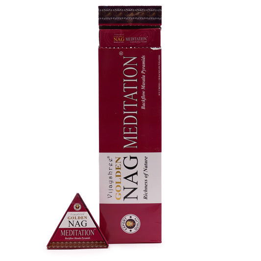 42g Jumbo Golden Nag - Meditation Backflow Incense Cones - Vivid Aromas UK
