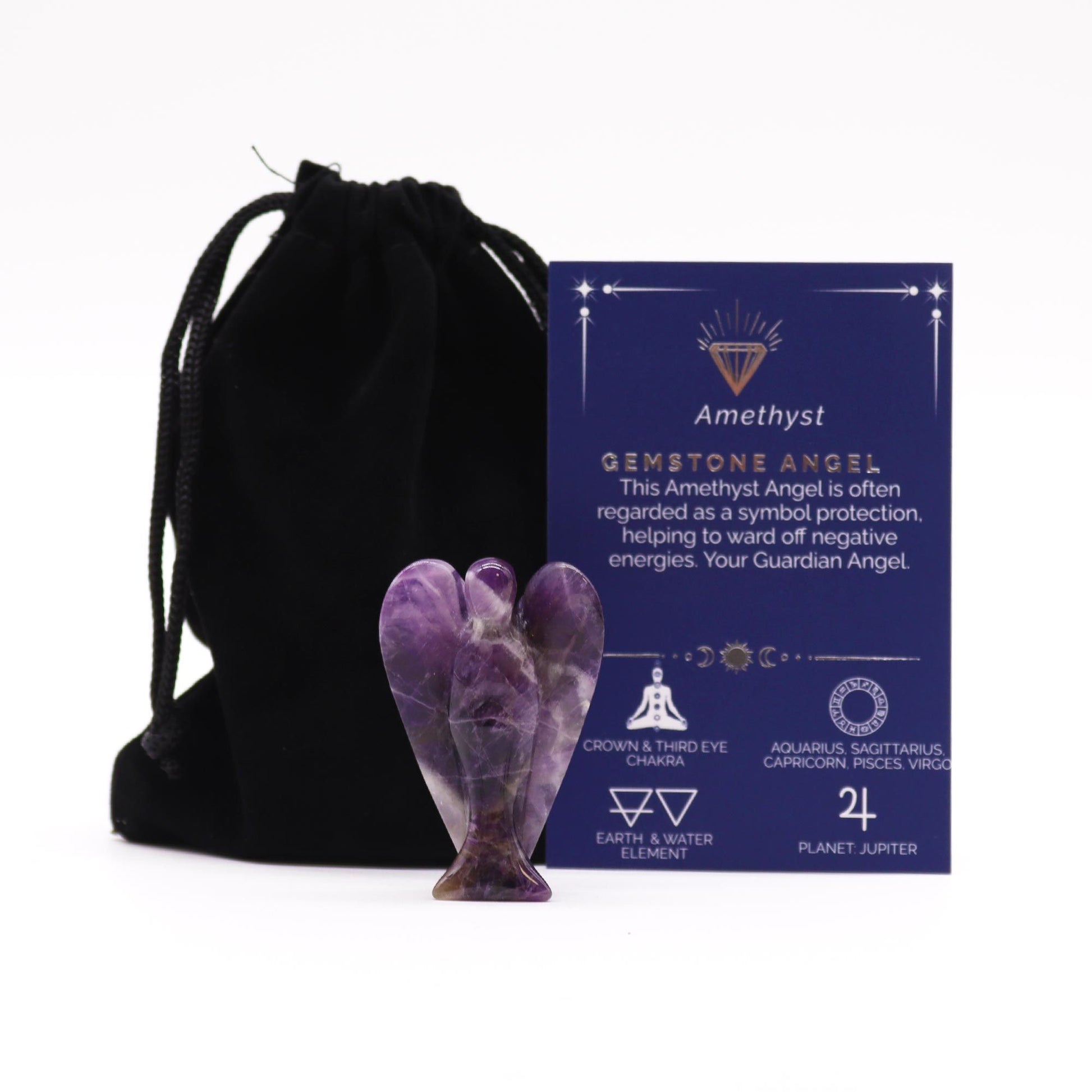Hand Carved Gemstone Angel - Amethyst - Vivid Aromas UK