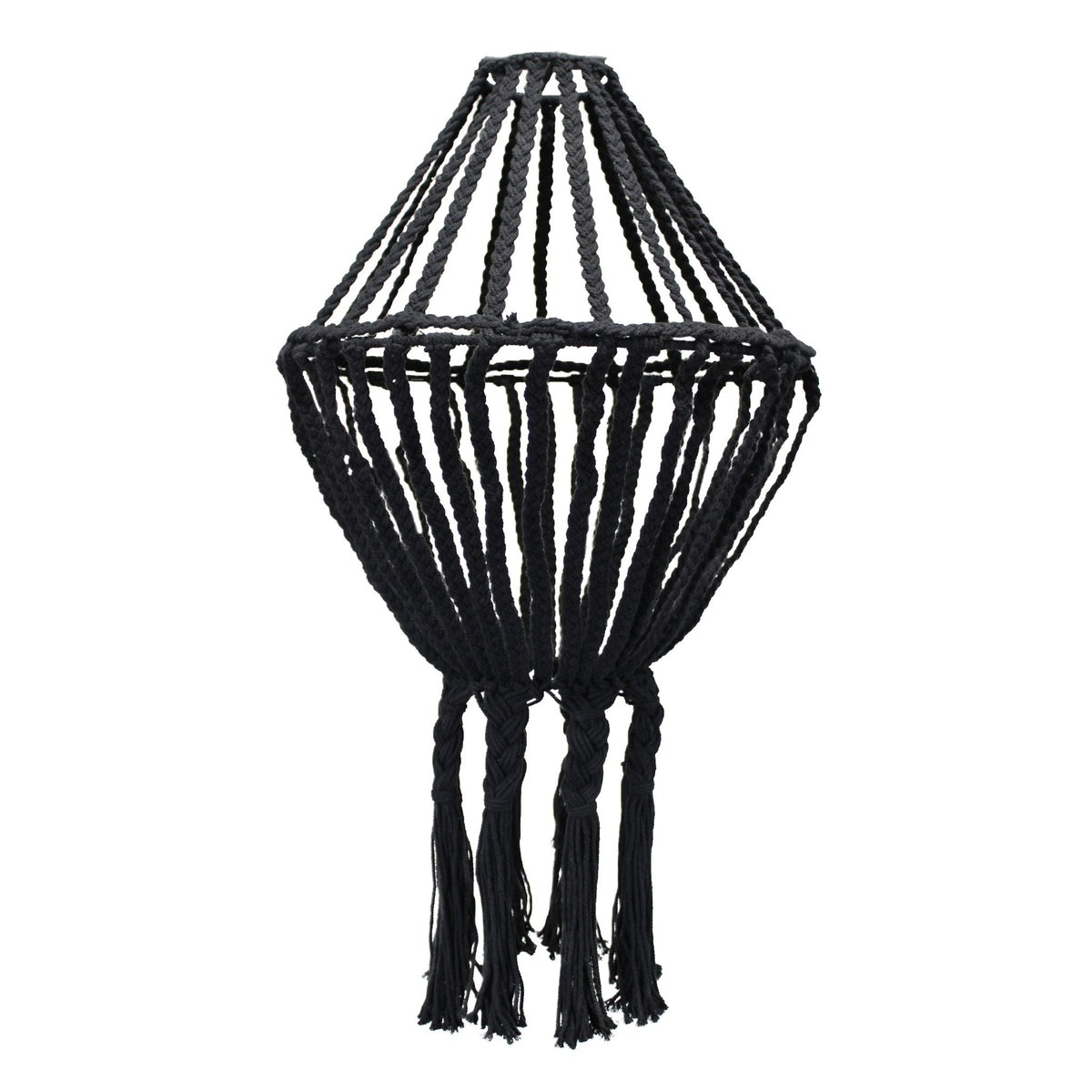 Macrame Large Drop Chandelier - Black - Vivid Aromas UK