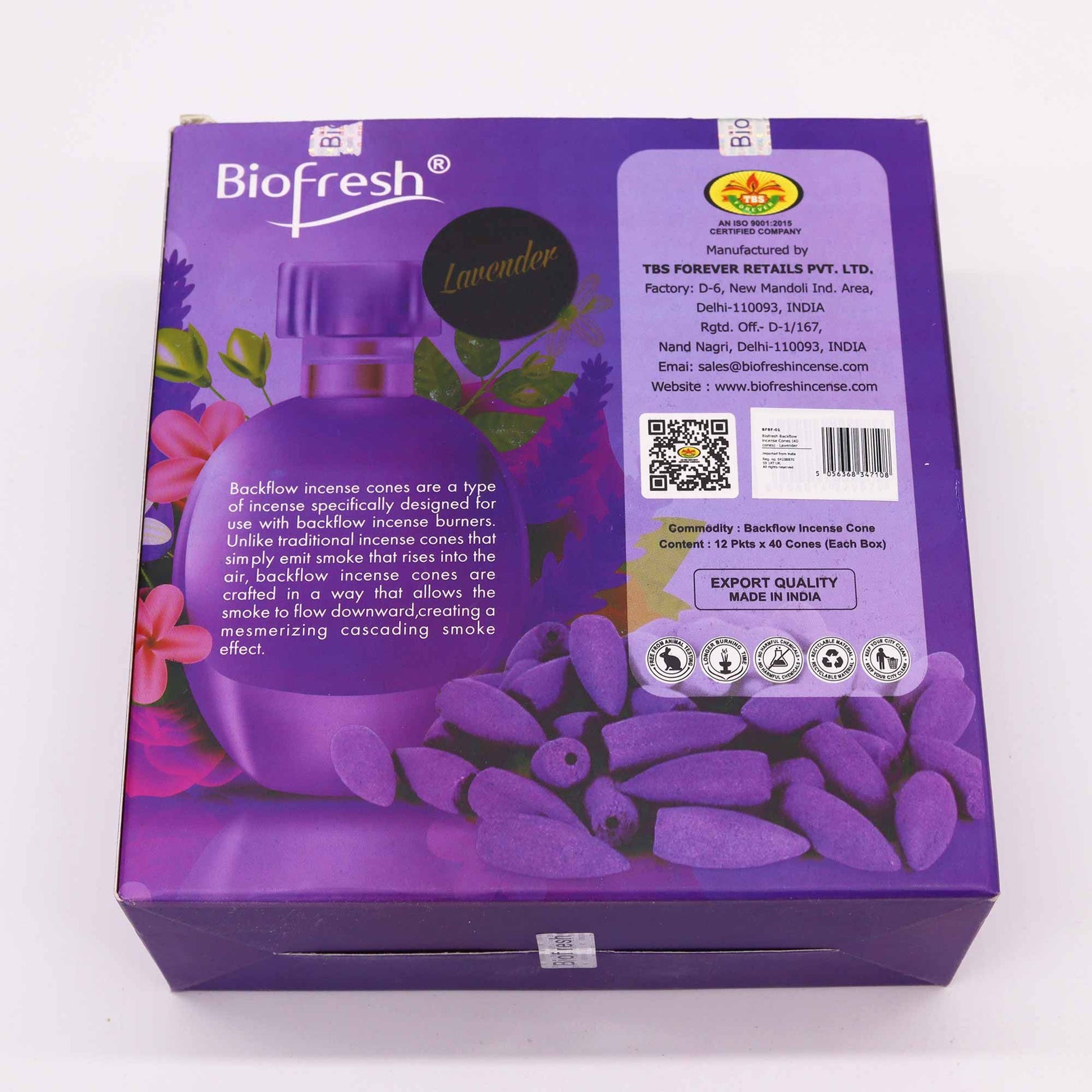 Biofresh Backflow Incense Cones - Lavender - Vivid Aromas UK