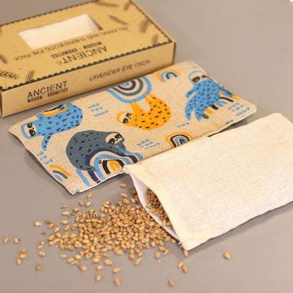 Lavender Natural Cotton and Juco Eye Pillow in Gift Box - Lazy Sloth - Vivid Aromas UK