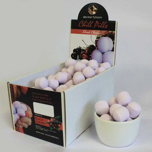 1.3Kg Box of Chill Pills (Mini Bath Bombs) - Black Cherry - Vivid Aromas UK