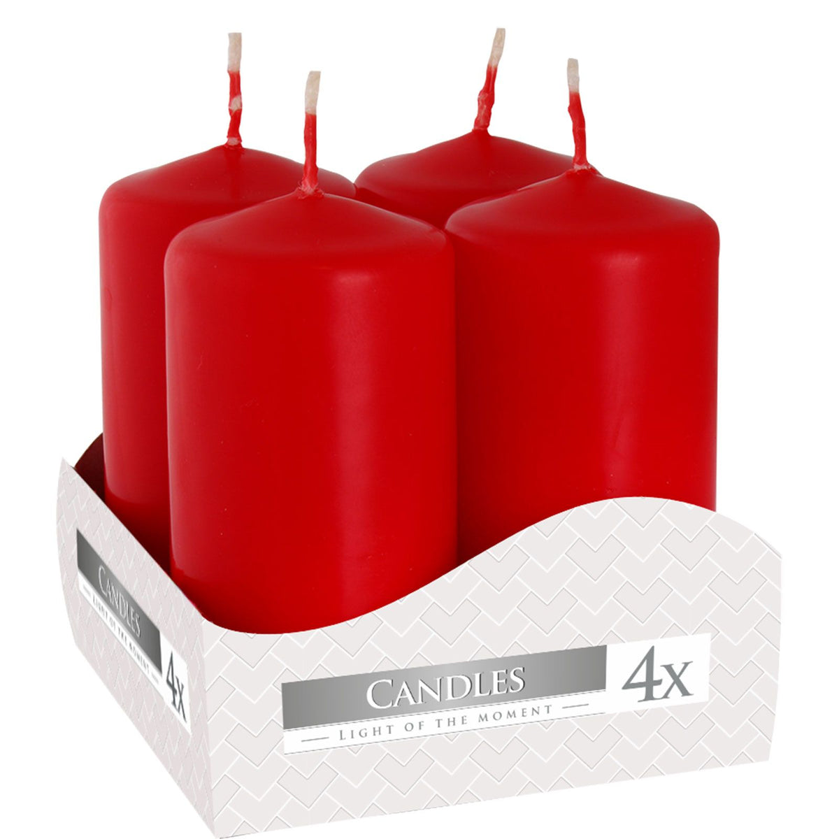 Set of 4 Pillar Candles 40x80mm - Red - Vivid Aromas UK
