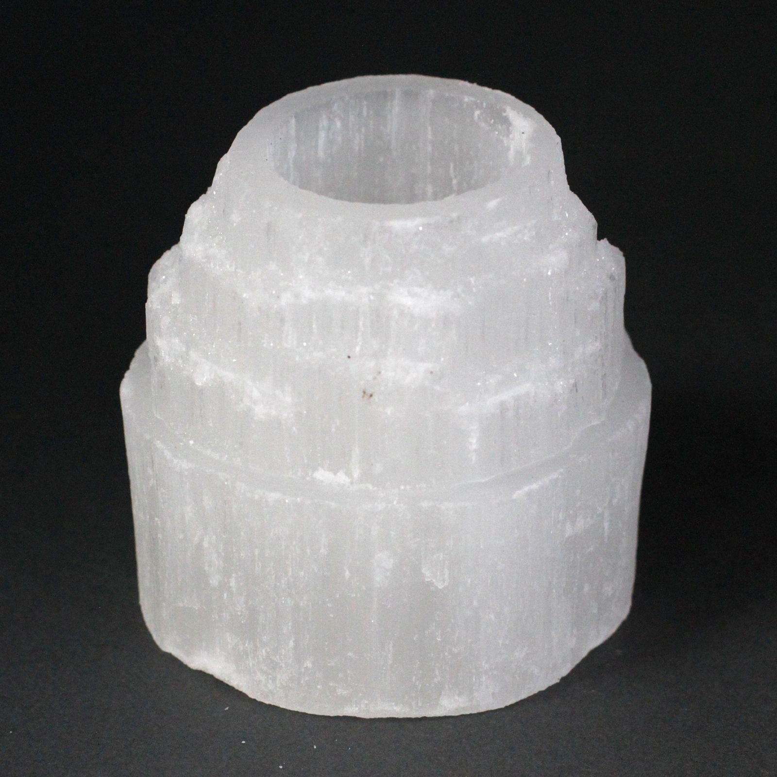 Selenite Mountain Top Candle Holder - 8 cm - Vivid Aromas UK