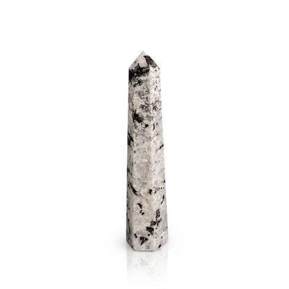 Gemstone Six Face Obelisk Point approx 17cm - Rainbow Moonstone - Vivid Aromas UK