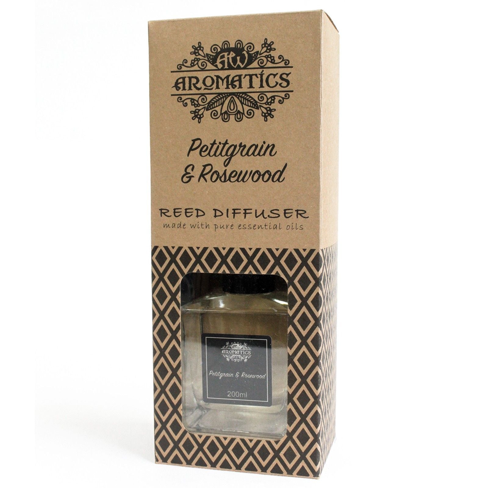 200ml Petitgrain & Rosewood Essential Oil Reed Diffuser - Vivid Aromas UK