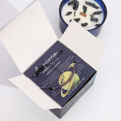 Zodiac Crystal Candle with Gemstone Bracelet - Capricorn - Vivid Aromas UK