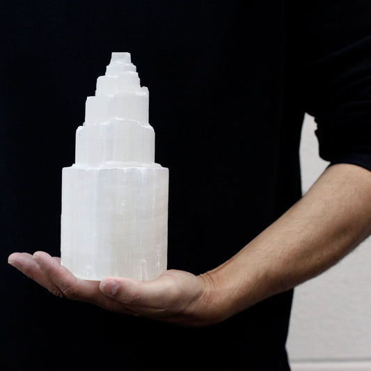 Natural Selenite Tower Lamp - 20 cm - Vivid Aromas UK