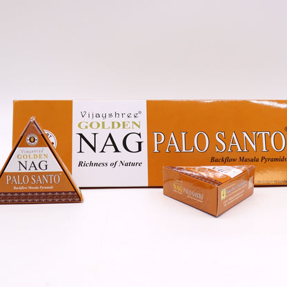 42g Jumbo Golden Nag - Palo Santo Backflow Incense Cones - Vivid Aromas UK