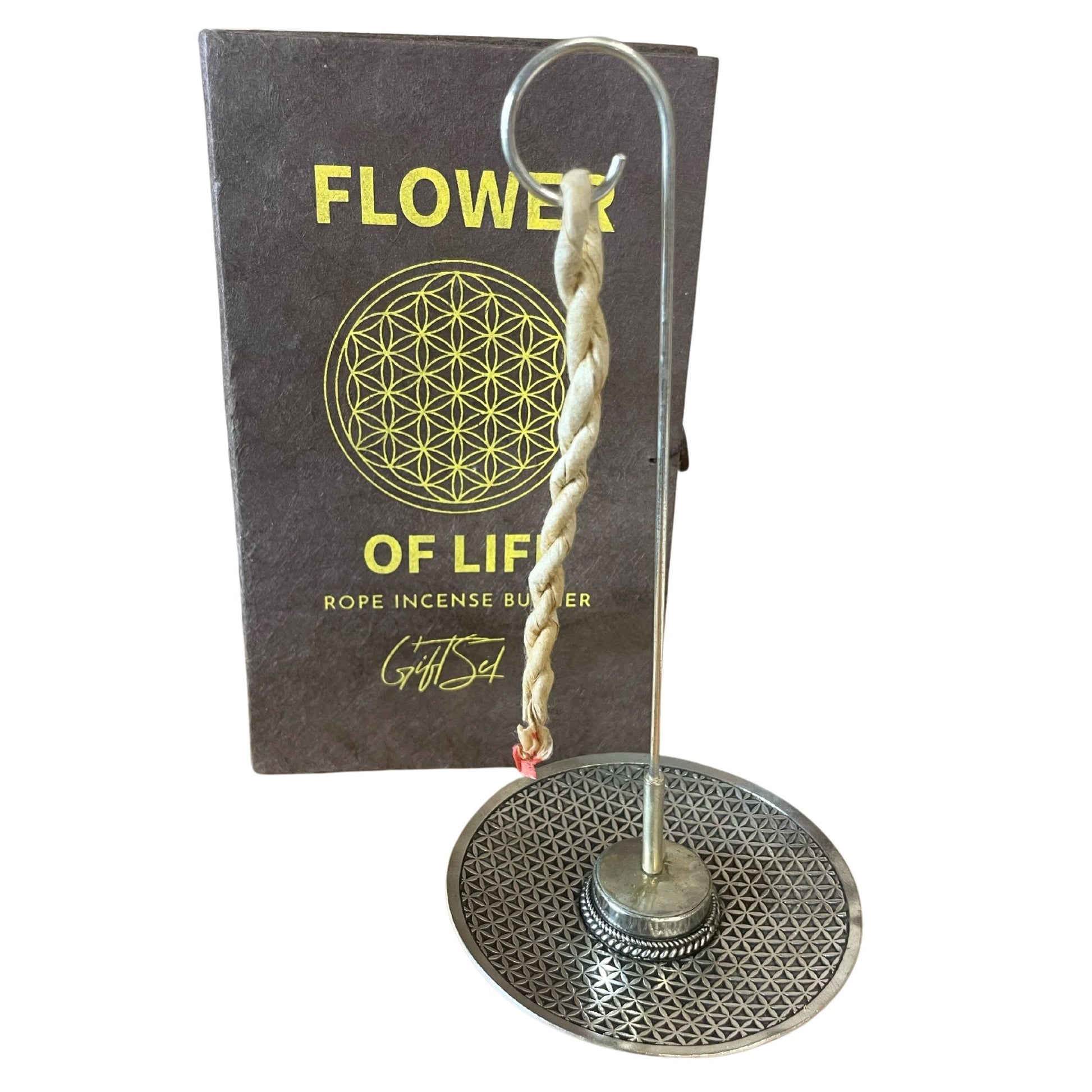 Rope Incense and Silver Plated Holder Set - Flower of Life - Vivid Aromas UK