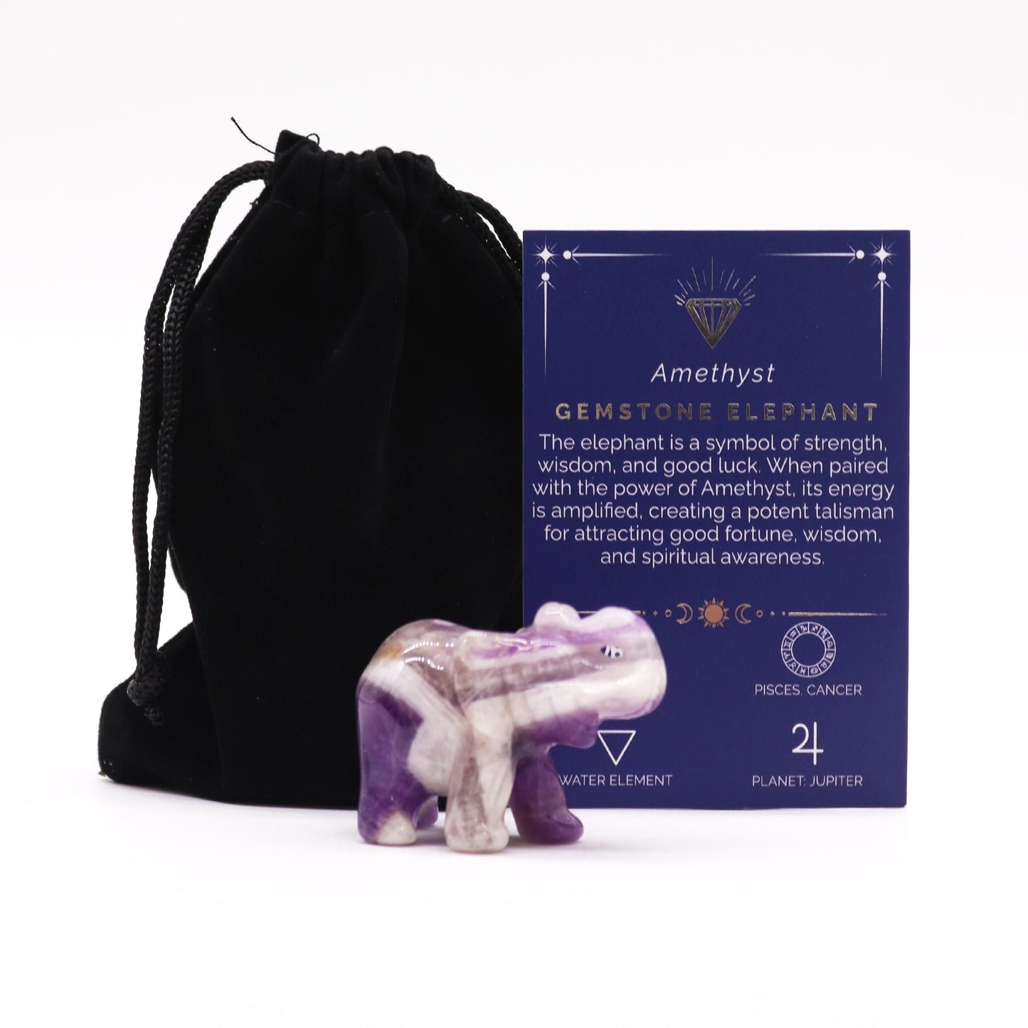 Gemstone Lucky Elephant - Amethyst - Vivid Aromas UK