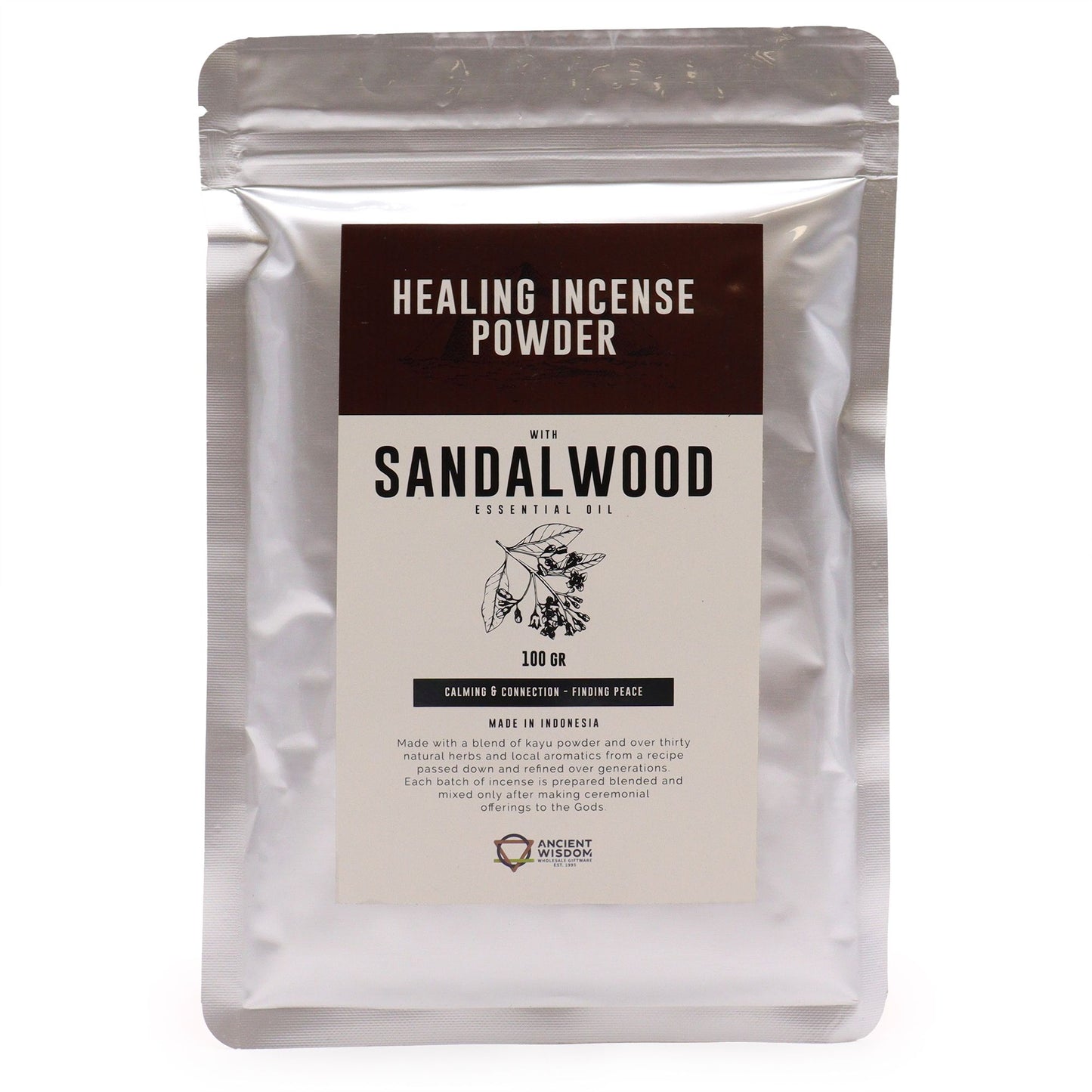 Healing Incense Powder - Sandalwood 100gm - Vivid Aromas UK