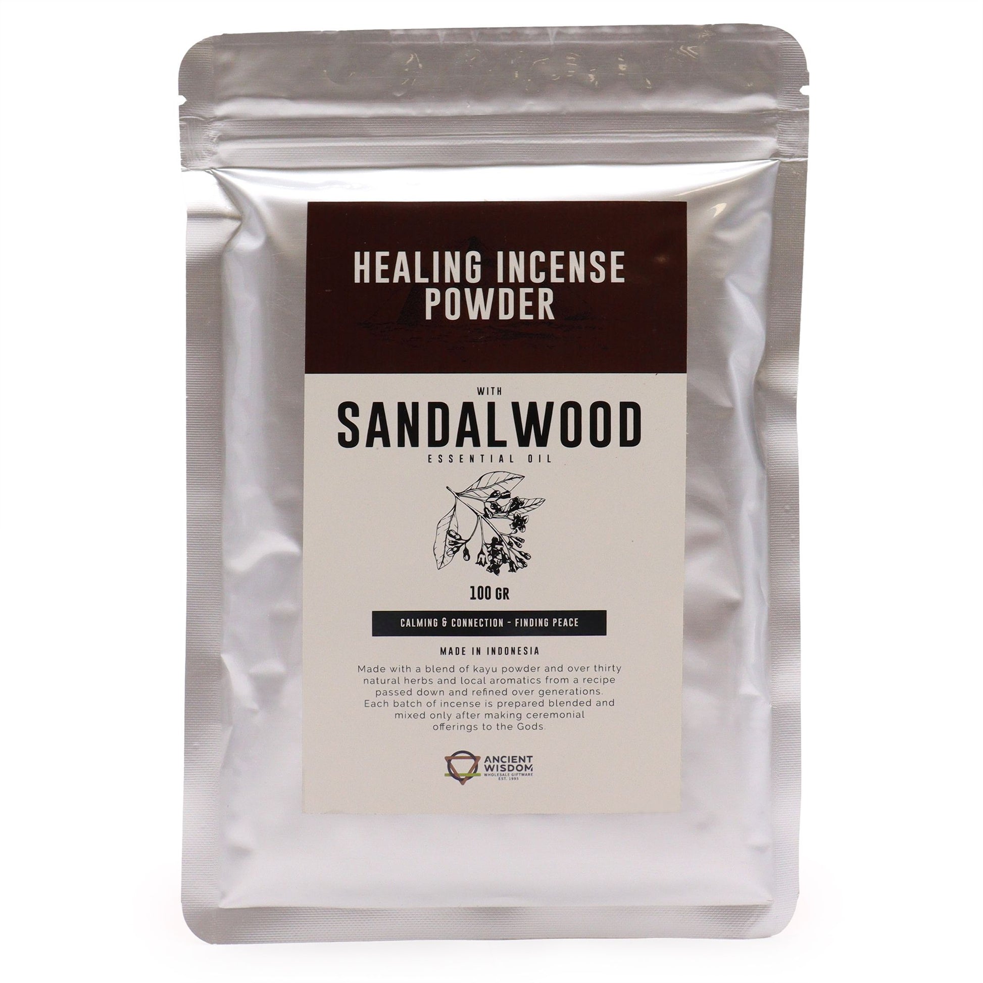 Healing Incense Powder - Sandalwood 100gm - Vivid Aromas UK