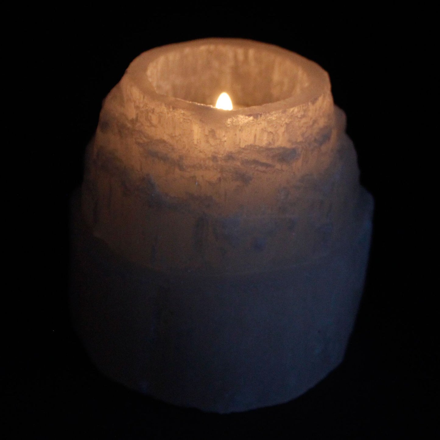 Selenite Mountain Top Candle Holder - 8 cm - Vivid Aromas UK