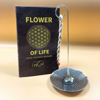 Rope Incense and Silver Plated Holder Set - Flower of Life - Vivid Aromas UK