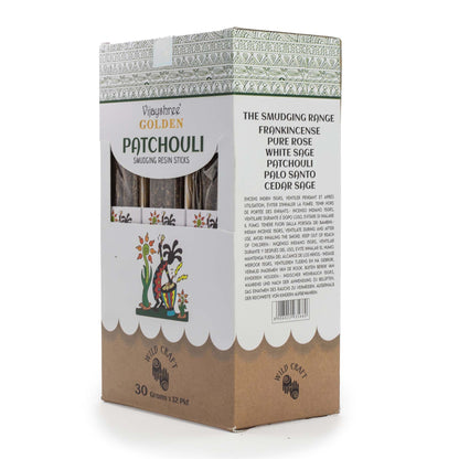 Golden Patchouli Smudging Resin Sticks – 30g - Vivid Aromas UK