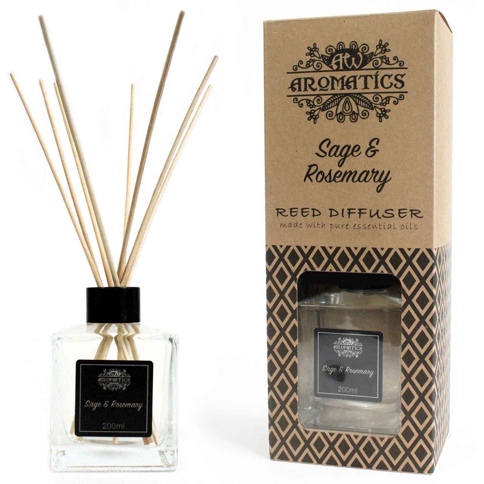 200ml Sage & Rosemary Essential Oil Reed Diffuser - Vivid Aromas UK
