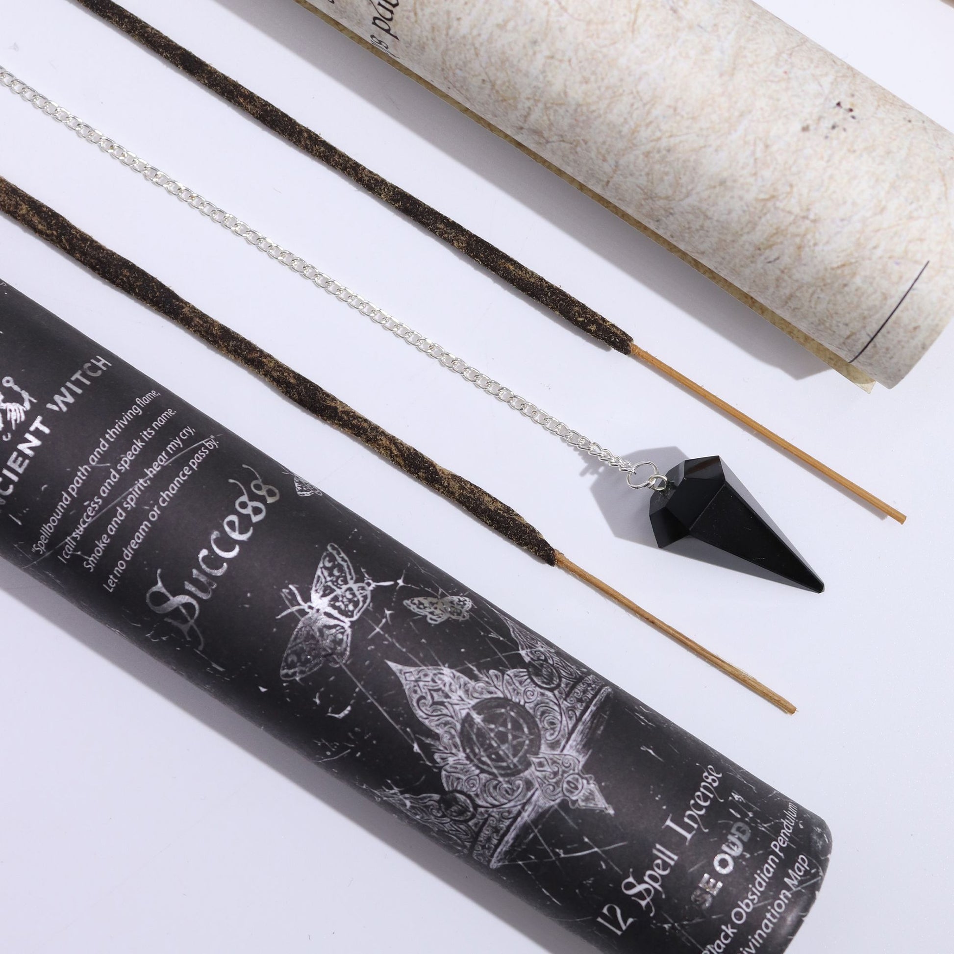 Ancient Witch Spell Incense - Success - Black Obsidian Pendulum - Vivid Aromas UK