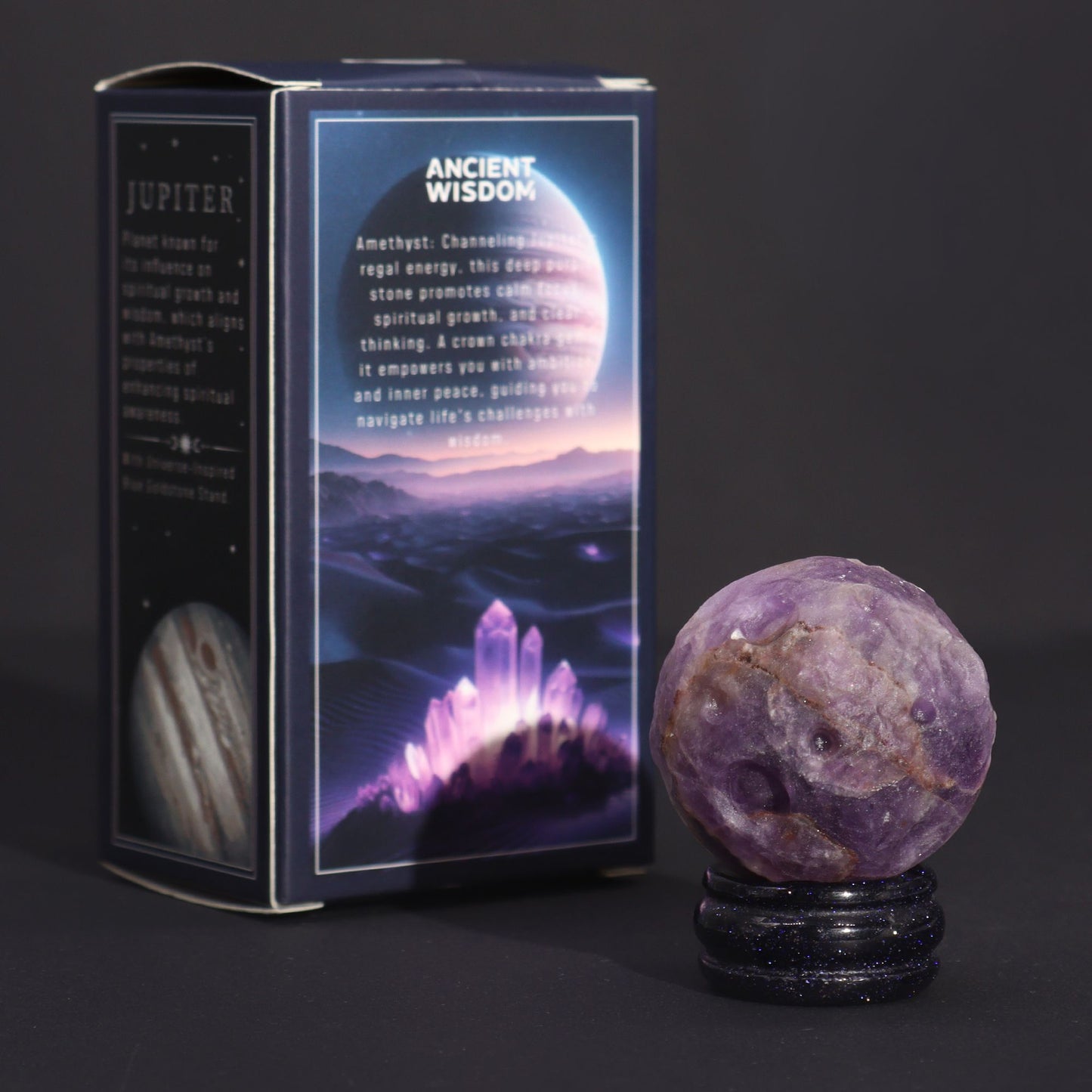 Ametyst Planet on a Sola Goldstone Stand (JUPITER) - Vivid Aromas UK