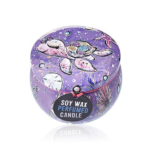 Art Tin Candle - Assorted Design - Sea life - Rasberry - Vivid Aromas UK