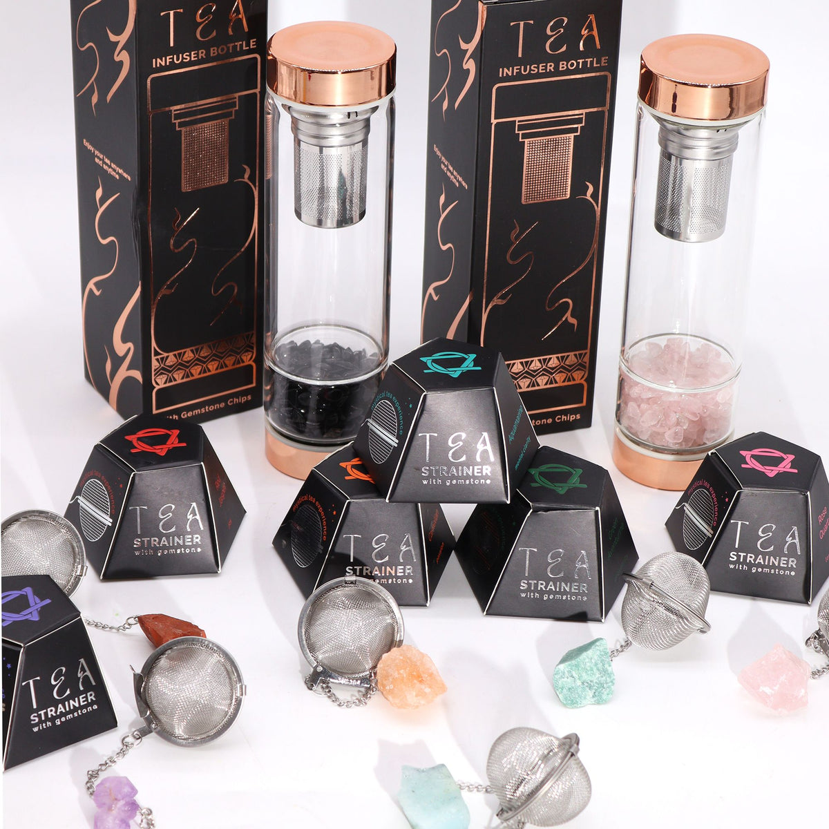 Raw Crystal Gemstone Tea Strainer - Black Obsidian - Vivid Aromas UK