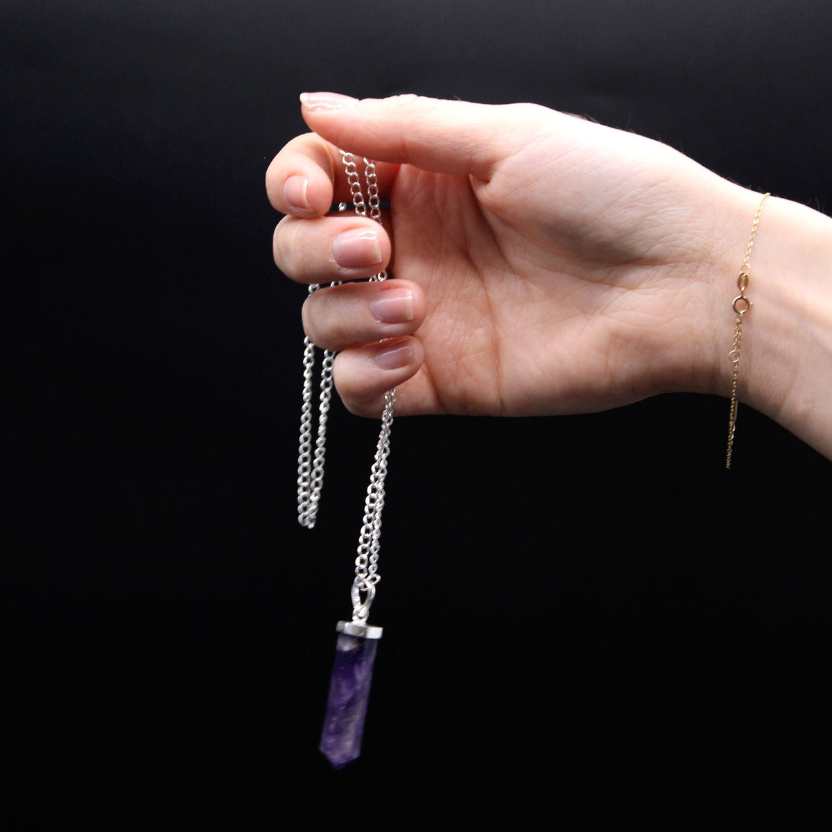 Gemstone Classic Point Pendant - Black Agate - Vivid Aromas UK