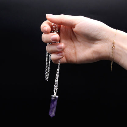 Gemstone Classic Point Pendant - Black Agate - Vivid Aromas UK