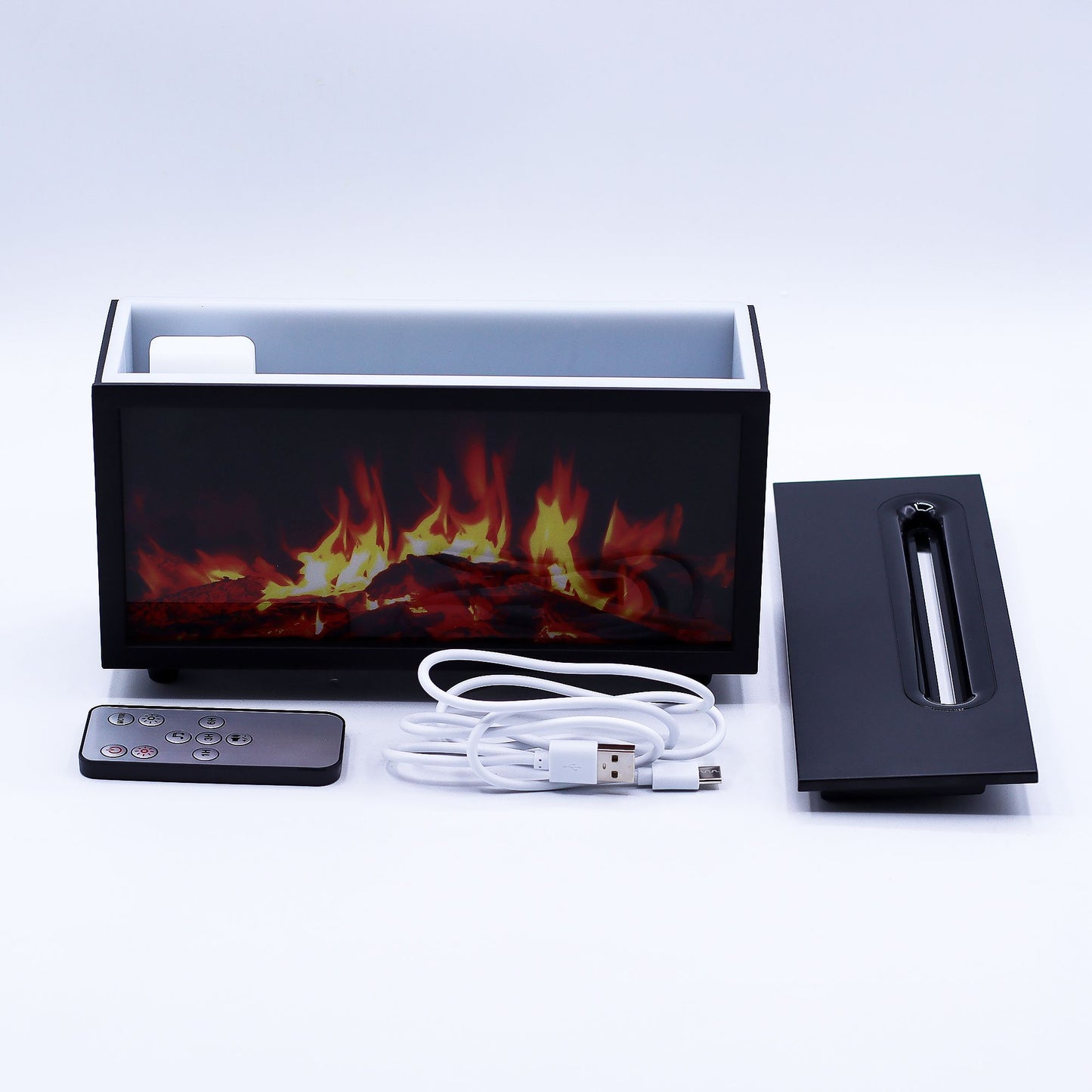 Flame Effect Aroma Diffuser with Birdsound - Black USB - Colour Change - Vivid Aromas UK