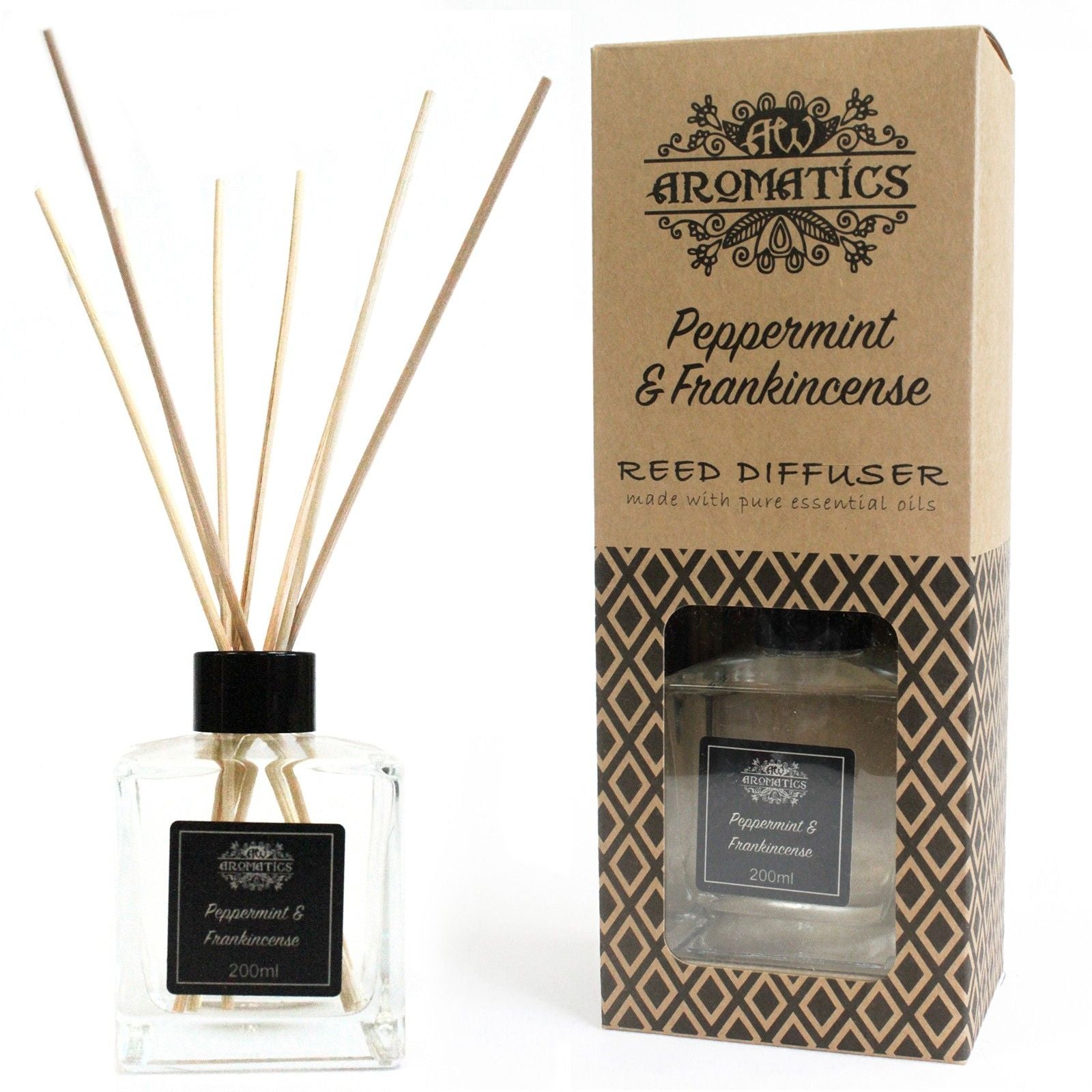 200ml Peppermint & Frankincense Essential Oil Reed Diffuser - Vivid Aromas UK