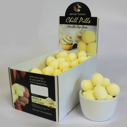 1.3Kg Box of Chill Pills (Mini Bath Bombs) - Vanilla Cup Cake - Vivid Aromas UK
