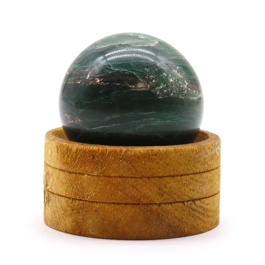 Gemstone Sphere 50mm - Indian Jade with Stand - Vivid Aromas UK