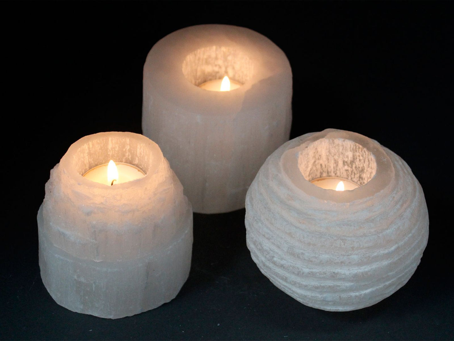 Selenite Cylinder Candle Holder - 8 cm - Vivid Aromas UK