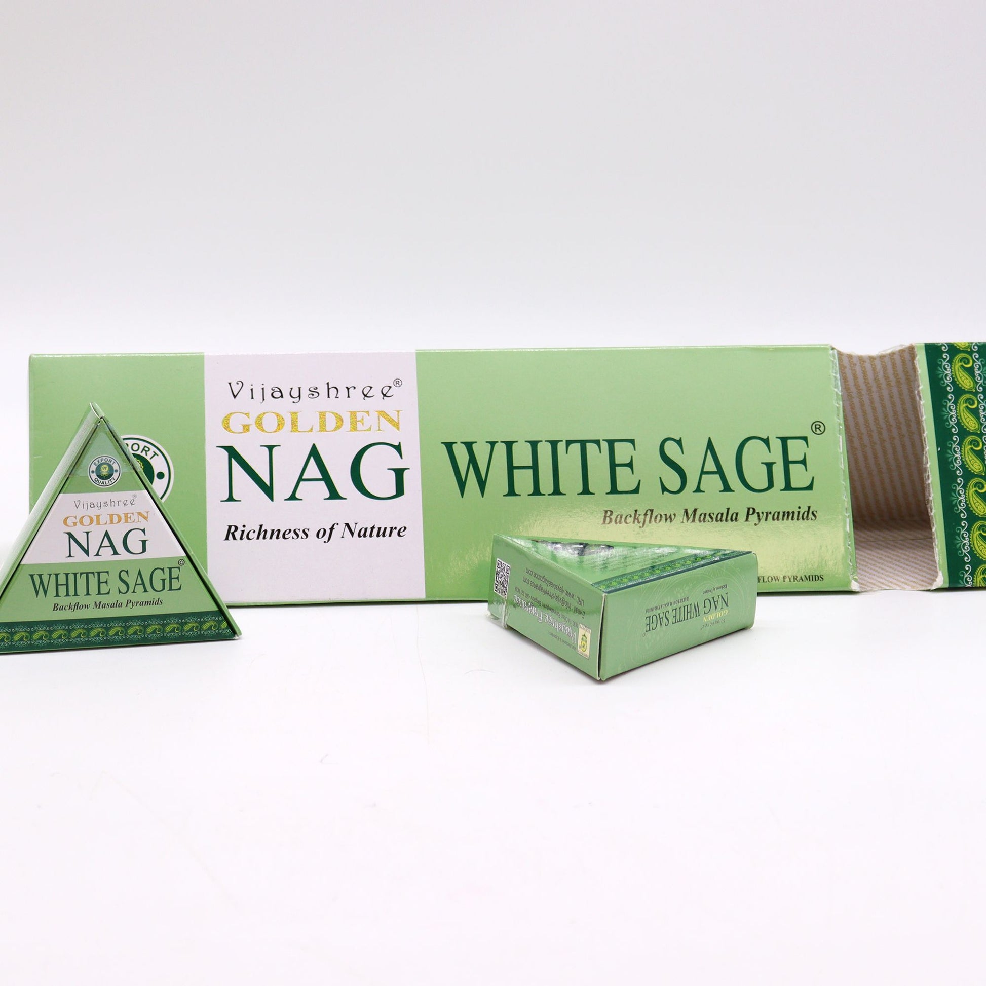 42g Jumbo Golden Nag - White Sage Backflow Incense Cones - Vivid Aromas UK