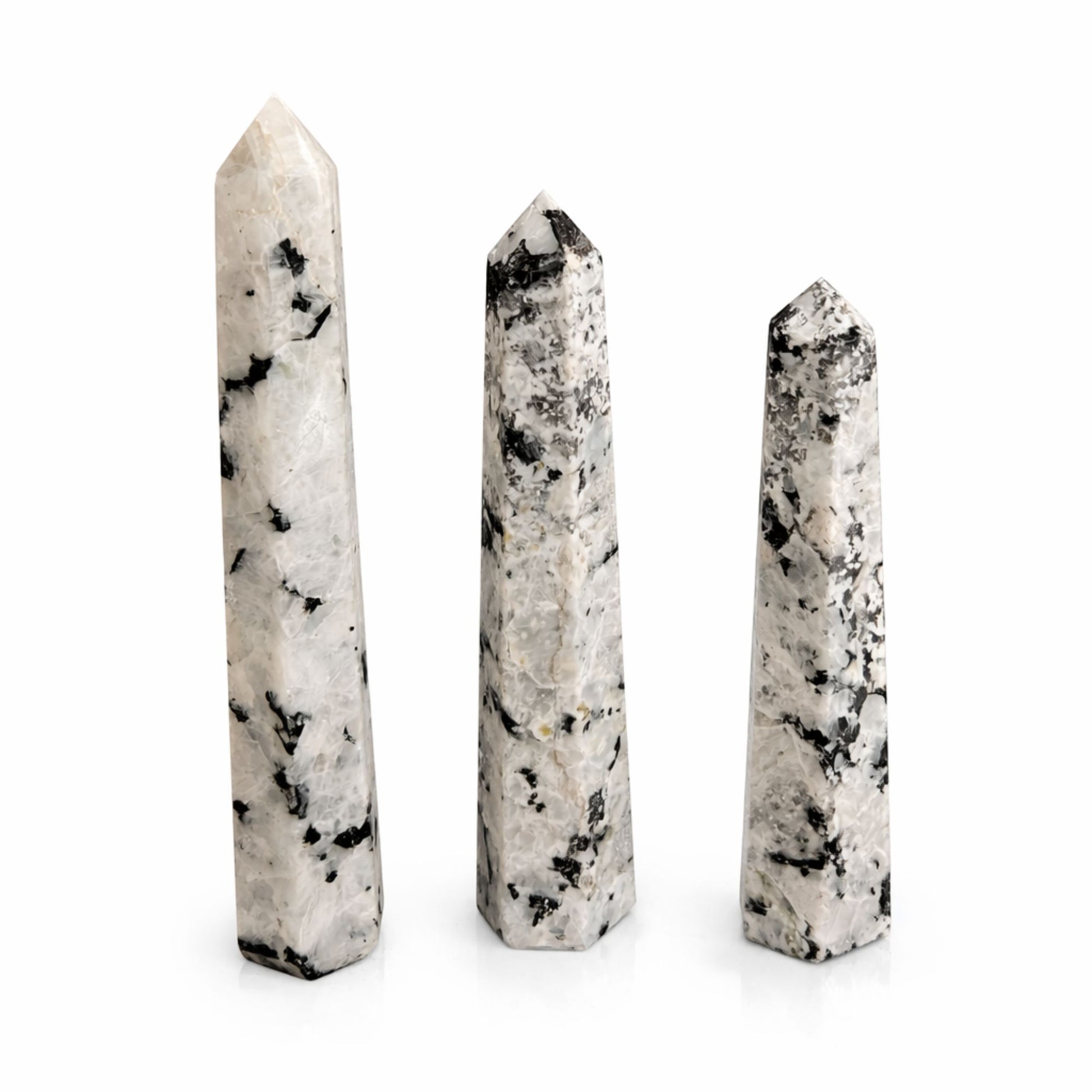 Gemstone Six Face Obelisk Point approx 17cm - Rainbow Moonstone - Vivid Aromas UK