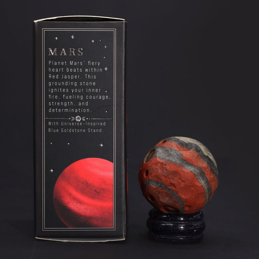 Red Jasper Planet on a Sola Goldstone Stand (MARS) - Vivid Aromas UK