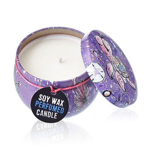 Art Tin Candle - Assorted Design - Sea life - Rasberry - Vivid Aromas UK