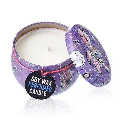 Art Tin Candle - Assorted Design - Sea life - Rasberry - Vivid Aromas UK