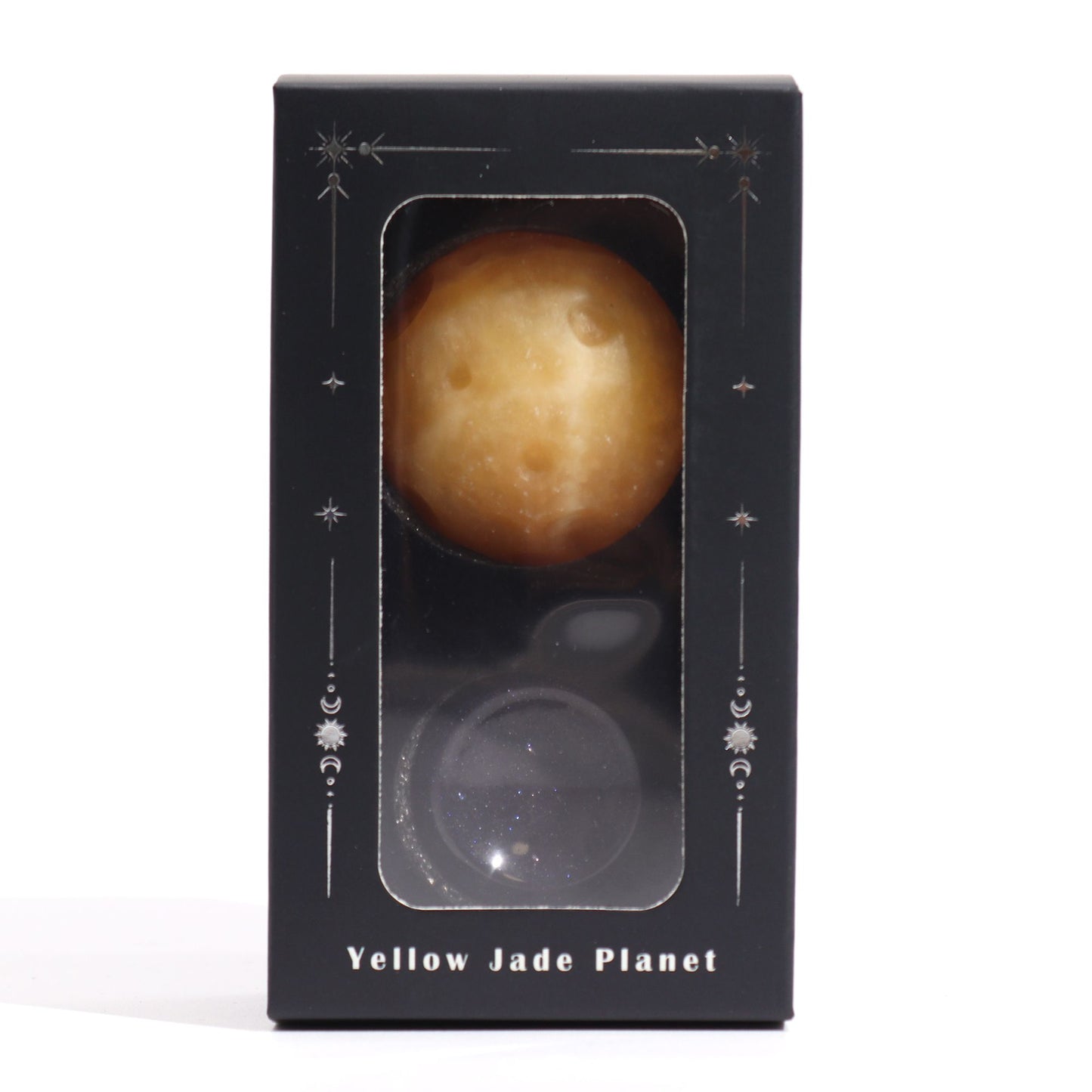 Yellow Jade Planet on a Sola Goldstone Stand (SATURN) - Vivid Aromas UK