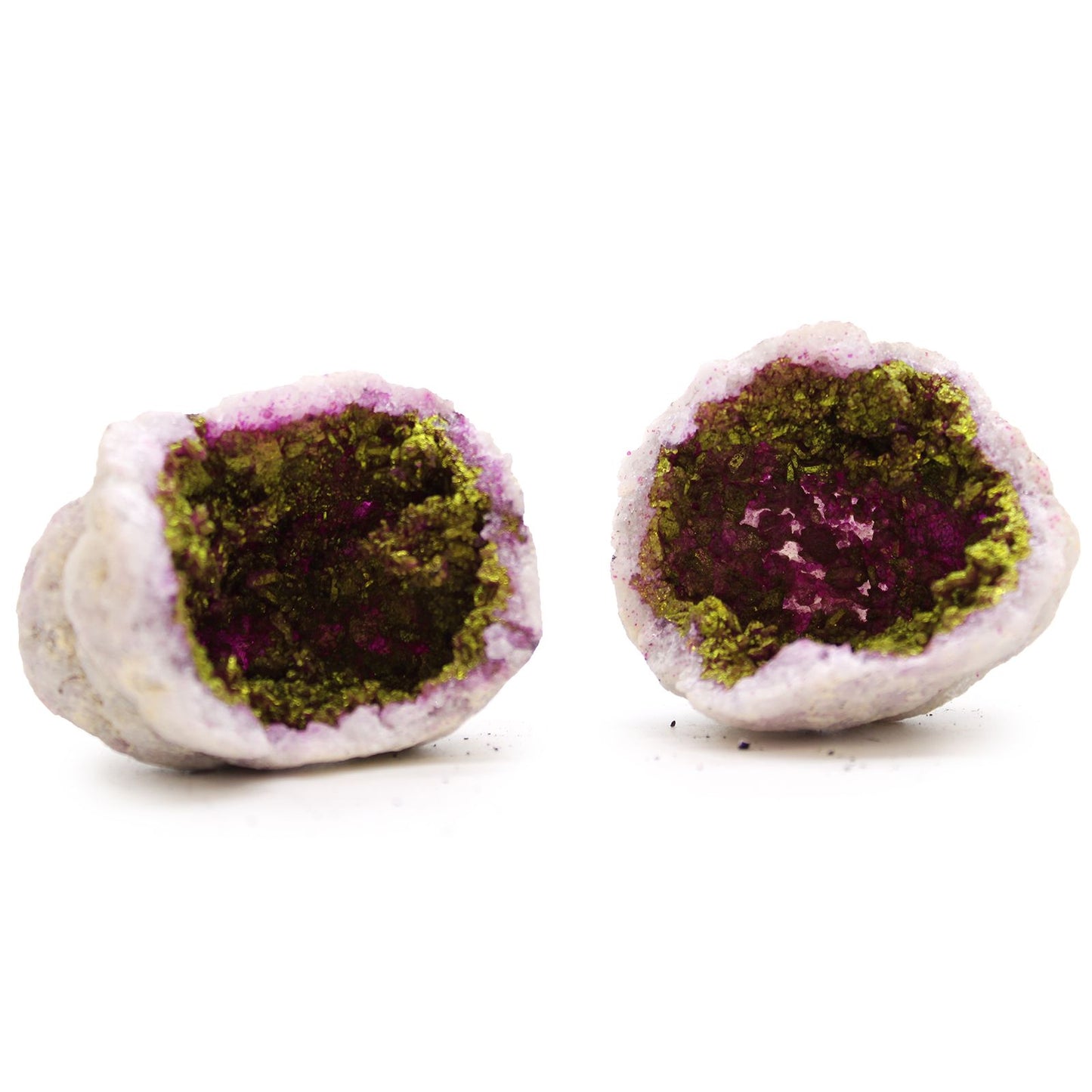 Coloured Calsite Geodes - Natural Rock - Pink & Gold - Vivid Aromas UK