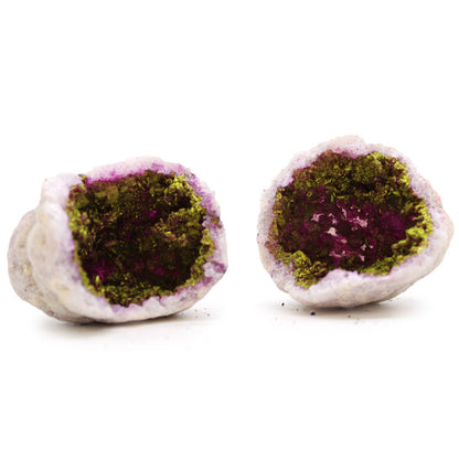 Coloured Calsite Geodes - Natural Rock - Pink & Gold - Vivid Aromas UK